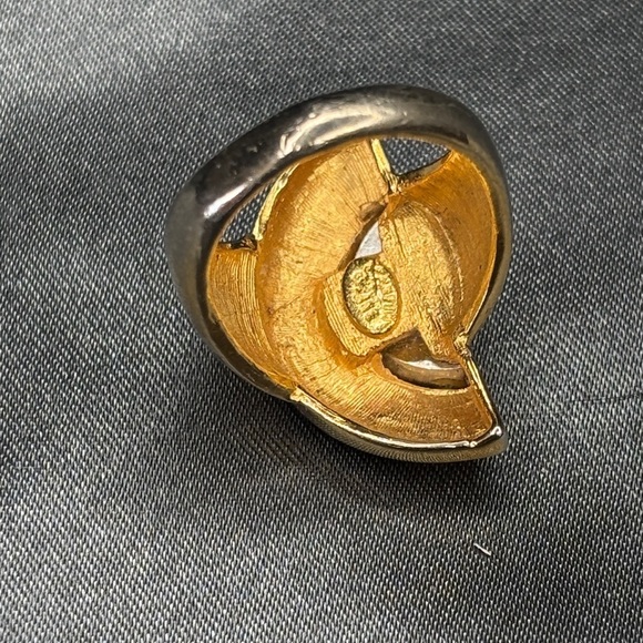 Kenneth Jay Lane Gold and Silver Ring with Crystal Accents - Picture 3 of 3